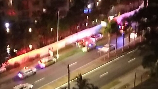 Emergency services outside a hotel on Ferny Ave, Surfers Paradise. Picture: Facebook