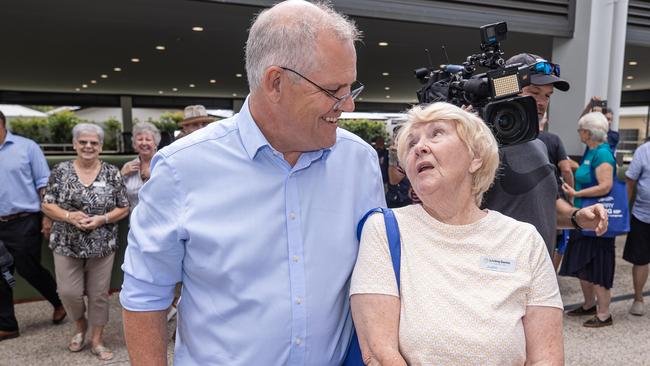 Prime Minister Scott Morrison in the electorate of Longman attending a morning tea event at the Living Gems Retirement Village in South Caboolture, Brisbane Picture: Jason Edwards