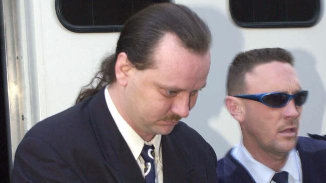 Jason Van Der Baan arriving at court in 2002, charged with strangling his aunt to death. Picture: John Grainger