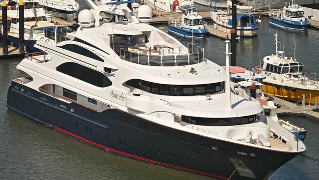 The Italian made Gibraltar-registered vessel docked on the Brisabne River. Picture: The Australian