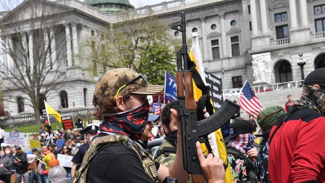 People take part in a "reopen" Pennsylvania demonstration. Picture: AFP