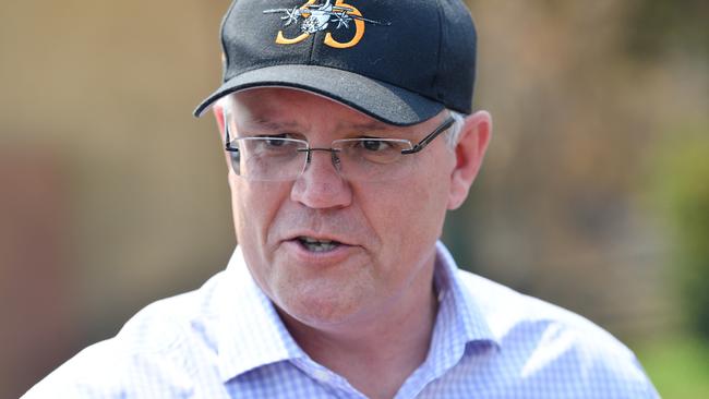 Scott Morrison visits a fire damaged property on Kangaroo Island in January. Picture: AAP