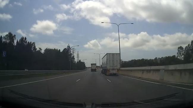 Truck sends car spinning on QLD motorway: Video | news.com.au ...