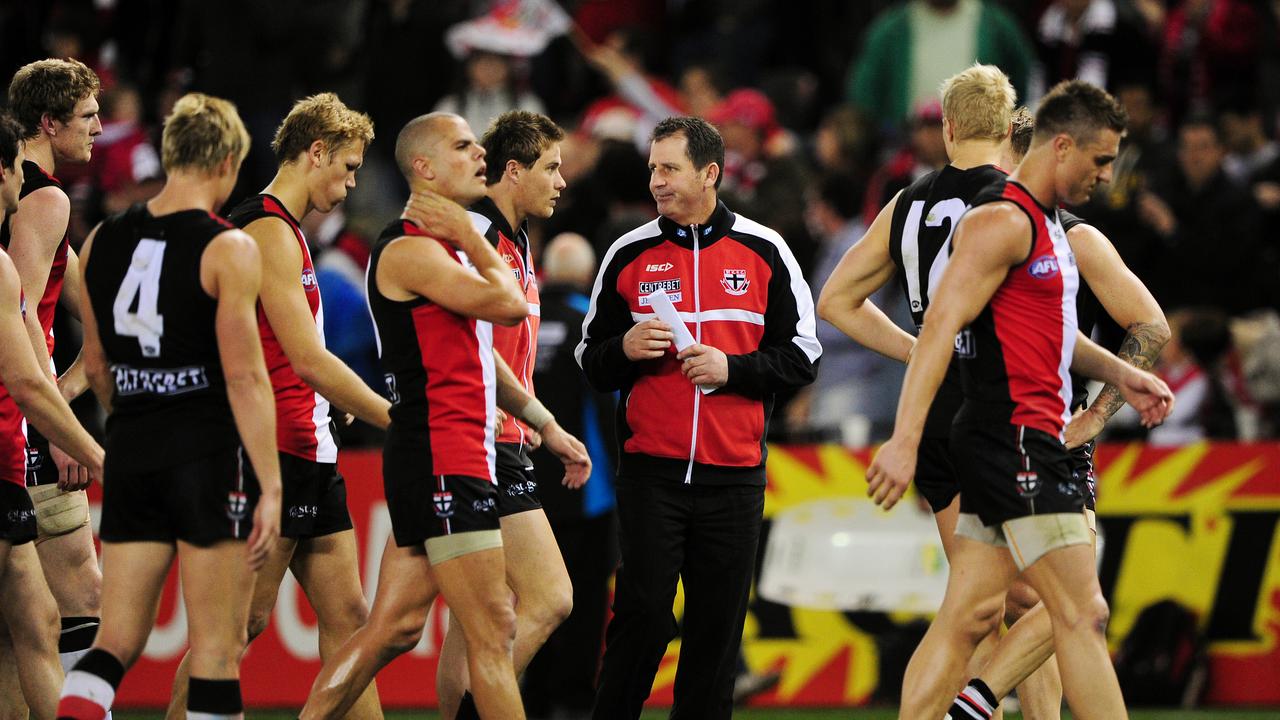 Ross Lyon in the red, black and white.