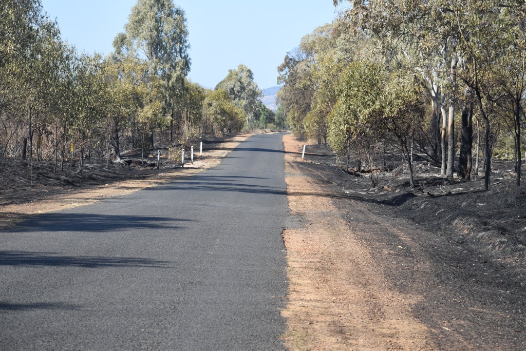 The aftermath of where the Grantham fire burned through 123 hectares along Philps Rd,. Picture: Ali Kuchel