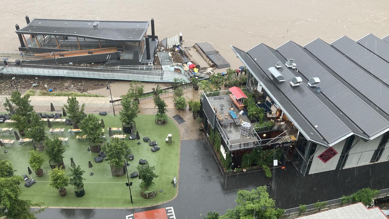 Overlooking a Brisbane ferry terminal on Sunday. Picture: John Gass