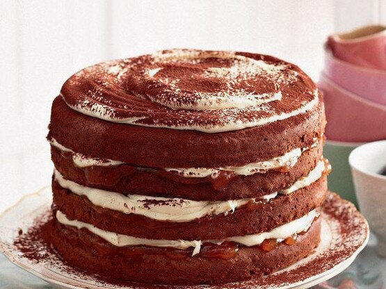 Morning tea collection: Chocolate layer cake.