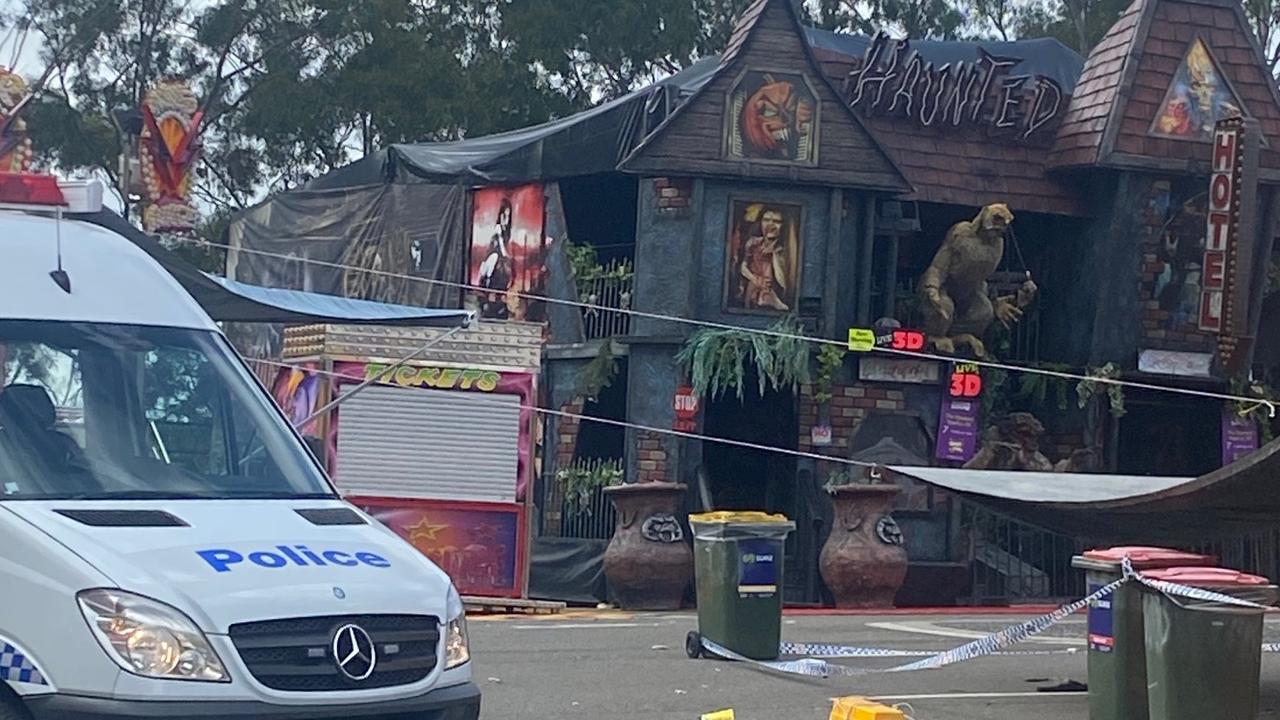 Police had cordoned off the adult rides area, where the stabbing unfolded. Picture: Jessica Wang/news.com.au