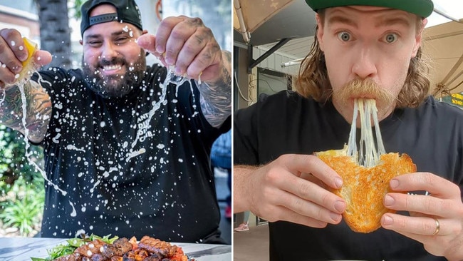 Prominent food blogger Issac 'Sir Eats-a-lot' Martin, right, successfully applied to the Federal Court to have rival influencer Faoud 'Abrakebabra' Najem, left, declared bankrupt after Najem failed to pay $300,000 following his loss of a defamation case brought by Martin last year. Pictures: Supplied.