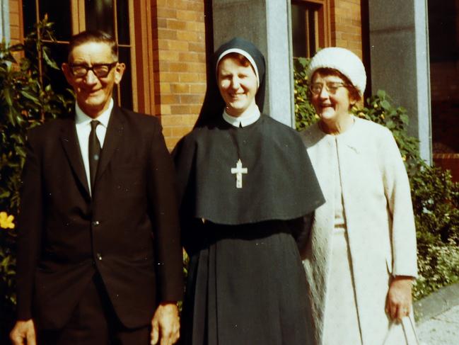 Sister Anthea Groves pictured with her parents, Norman and Catherine Groves.