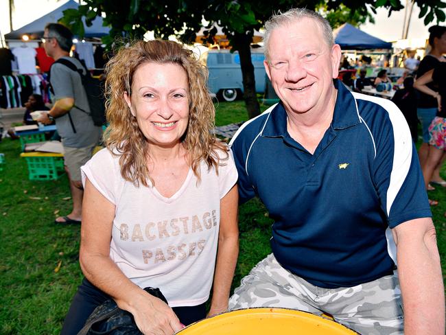 Gabrielle Sotham, and Colin Southam, at the last Mindil Markets for 2017. Picture: Michael Franchi