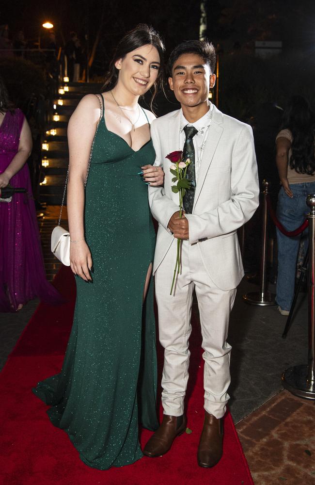 Lily Handyside and partner Orion Yong arrive at The Glennie School formal at Picnic Point, Thursday, September 12, 2024. Picture: Kevin Farmer