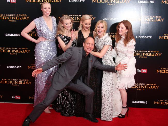 Gwendoline Christie, Natalie Dormer, Jennifer Lawrence, Elizabeth Banks, Julianne Moore and Woody Harrelson.