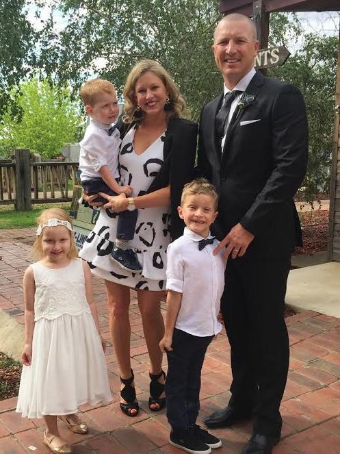 Brad Haddin and wife Karina with Mia, Zac and Hugo. Picture: Courtesy the Haddin family collection