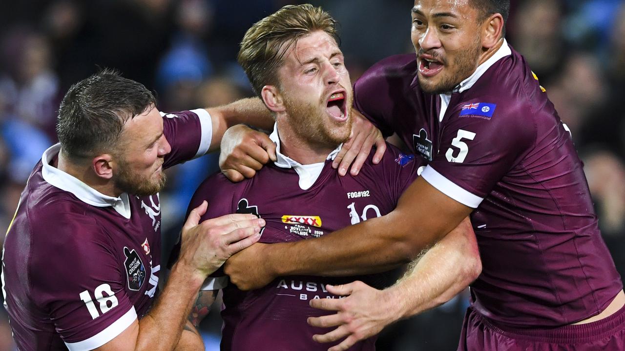 Cameron Munster celebrates a try in game one.