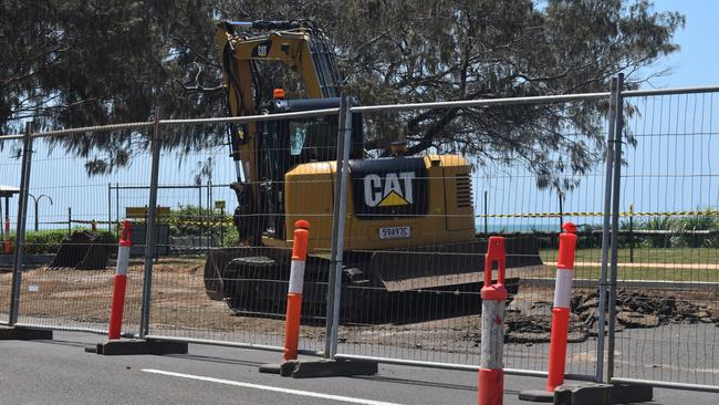 Works on the Bargara Esplanade saw one lane of traffic closed on Tuesday.