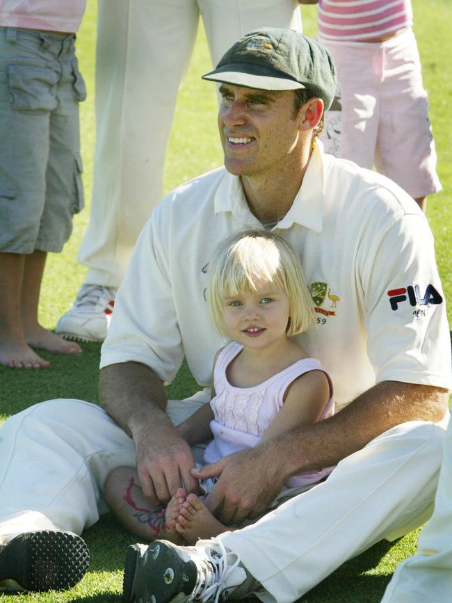 Grace and Matthew Hayden at the SCG in 2005. Picture: Mark Evans