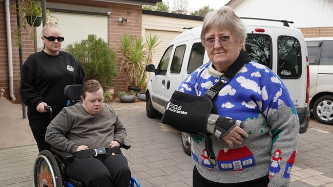 Carer Angela Hill, will not be able to continue caring for Daniel if his funding plan is not adjusted. Picture: Dean Martin