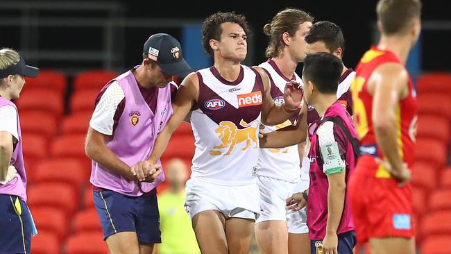 Cam Rayner tore his ACL in the pre-season game against Gold Coast. Picture: Chris Hyde/Getty Images