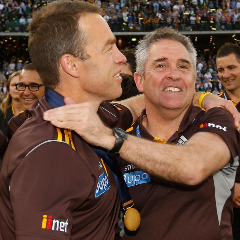 Alastair Clarkson and Chris Fagan after the 2014 Grand Final.