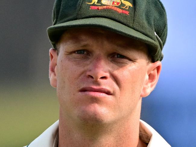 Australia's Matthew Kuhnemann looks on during the third day of the second Test cricket match between Sri Lanka and Australia at the Galle International Cricket Stadium in Galle on February 8, 2025. (Photo by Ishara S. KODIKARA / AFP)