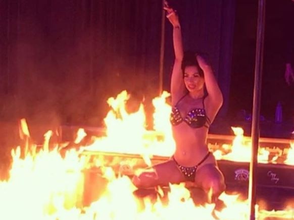 Harley van Dangerfield set the Crazy Horse stage alight overnight with this routine for Miss Nude Australia 2019. Pictured is the same routine, but at a different performance. Picture: Instagram