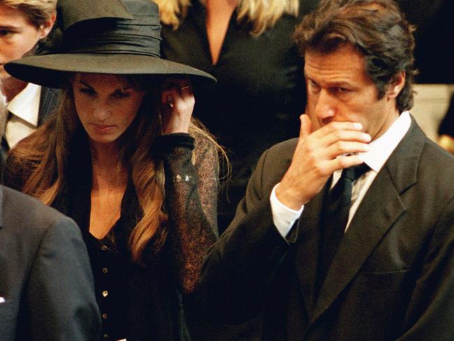 Imran Khan and his wife Jemima attend the 1997 funeral service of Princess Diana at Westminster Abbey. Picture: Supplied