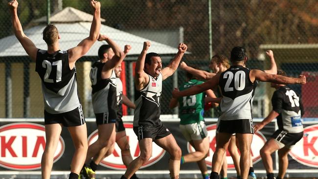 Roxburgh Park moves into celebration mode as the final siren sounds. Picture: Hamish Blair