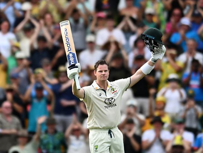 Steve Smith’s century was an emotional one on Sunday. Picture: Getty