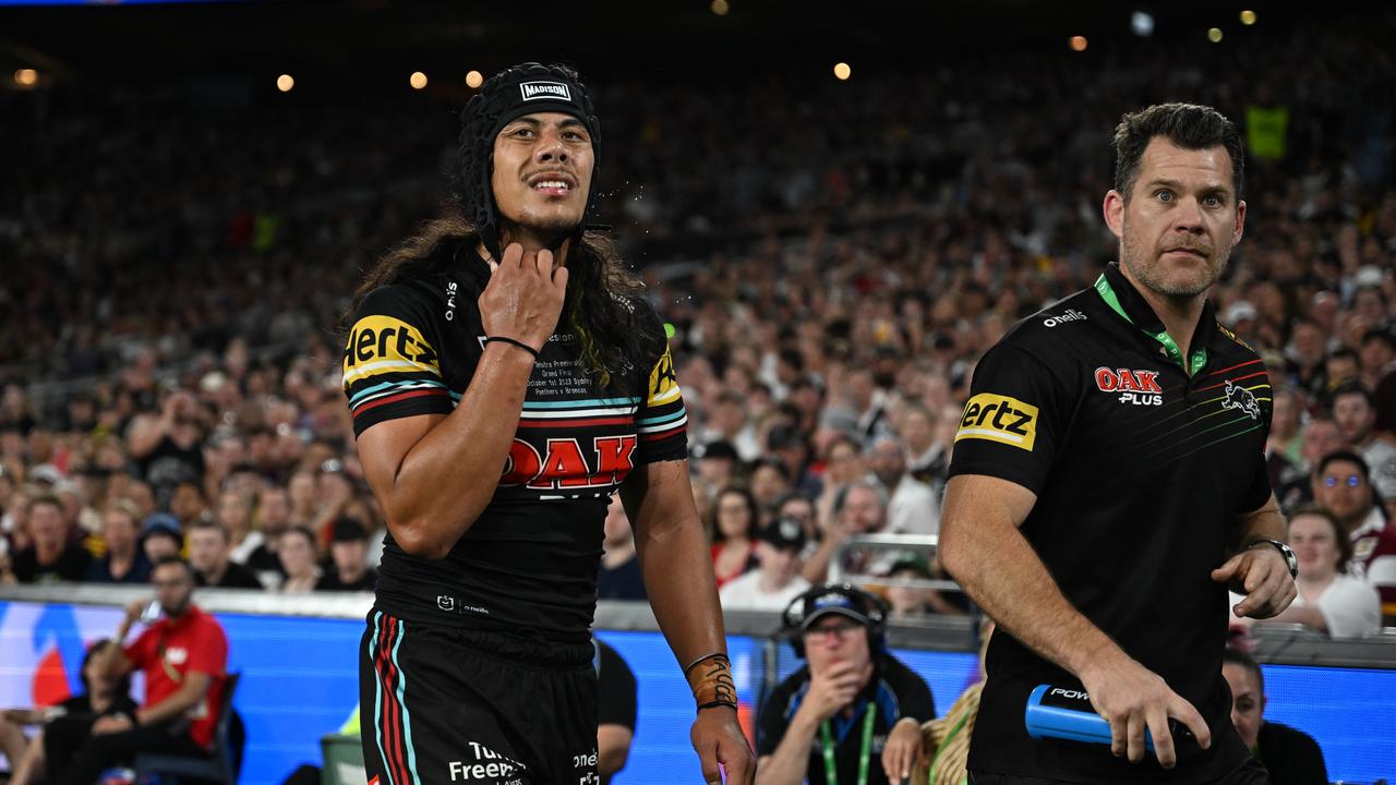 Jarome Luai was forced from the field in the grand final, right before Panthers launched their stunning comeback. Picture: NRL Photos