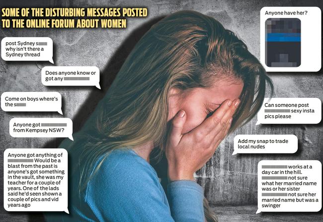 Hundreds of NSW women have been unknowingly targeted by ex-partners in an image-based abuse online forum. Picture: Supplied