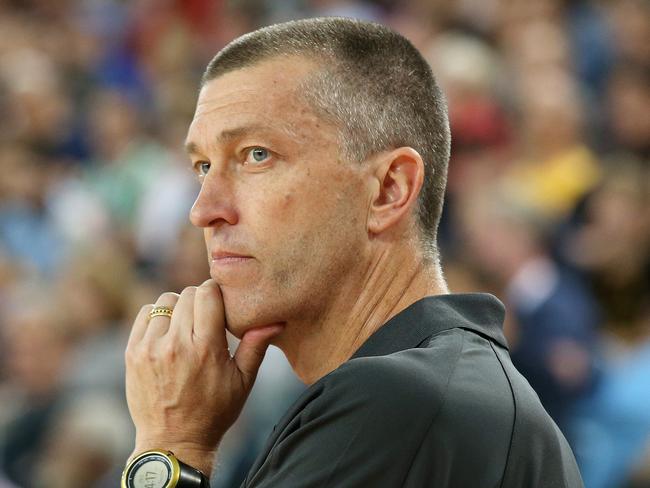 Basketball. Australia vs Chinese Taipei at Margaret Court Arena. Australian Boomers coach Andrej Lemanis during the 3rd term  . Pic: Michael Klein