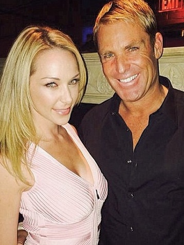 Emily Scott pictured with Shane Warne when they were a couple.