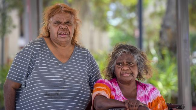 APY Lands artists Nyunmiti Burton and Jennifer Ingkatji. Picture: Roy VanDerVegt