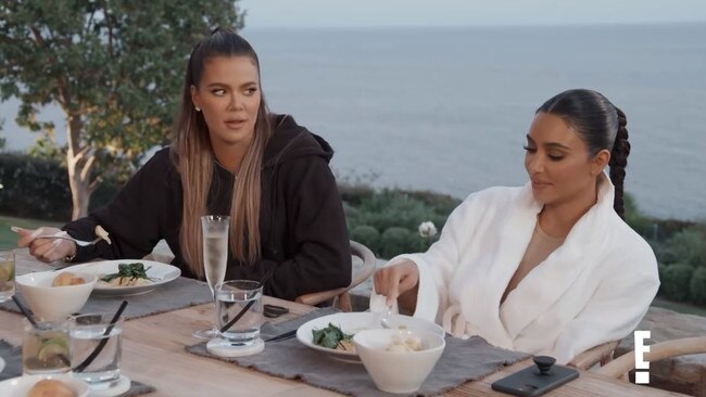 Girls’ night! Khloe and Kim in Malibu. Picture: Foxtel