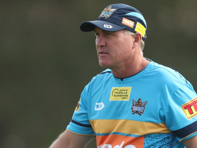 GOLD COAST, AUSTRALIA - MARCH 28: Coach Garth Brennan looks on during a Gold Coast Titans NRL training session on March 28, 2019 in Gold Coast, Australia. (Photo by Chris Hyde/Getty Images)