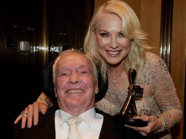 Kerri-Anne Kennerley with her husband John at the 2017 Logies. John became a quadriplegic after a fall in 2016. Picture: AAP/Tracey Nearmy