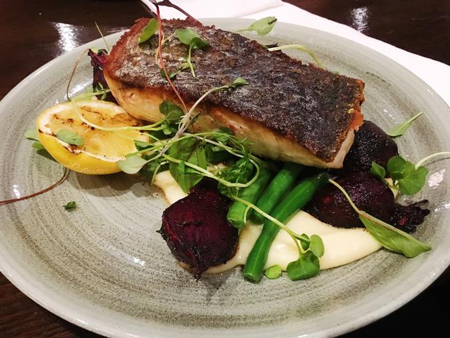 Fish special, mulloway with fresh roasted beets