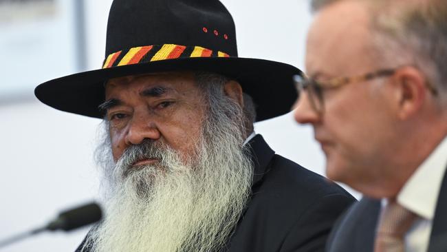 Senator Patrick Dodson, left, says an Indigenous voice to parliament should have a role in advising the national cabinet – an apparent expansion of the proposed model. Picture: Martin Ollman