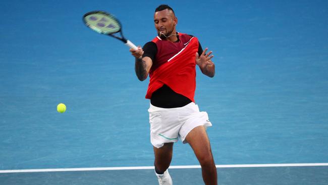 Nick Kyrgios is crushing winners. Picture: AFP Images