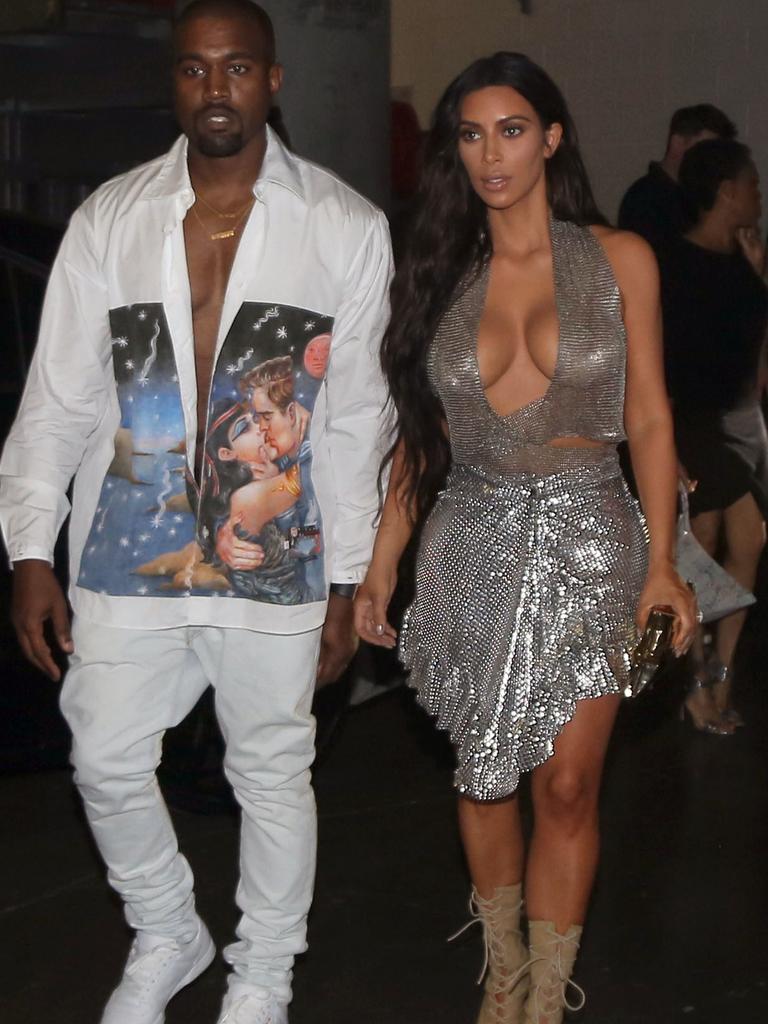 Kim Kardashian and Kanye West backstage at his first night of concerts in Miami, September 17 2016. Picture: Splash