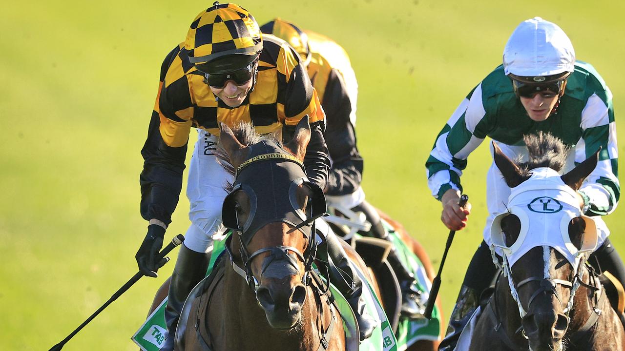 Kerrin McEvoy rides Probabeel to a win over Funstar. Picture: Getty