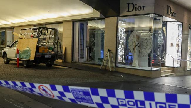 The Dior store in Collins St has been targeted for the second time in a fortnight. Picture: Brendan Beckett