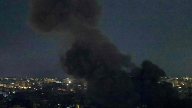 Smoke rises from the site of an Israeli air strike in Beirut. Picture: Ibrahim Amro/AFP