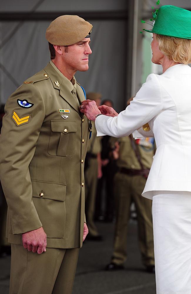 Then Governor-General Quentin Bryce awarding the Victoria Cross to Ben Roberts-Smith in 2011. Picture: Department of Defence