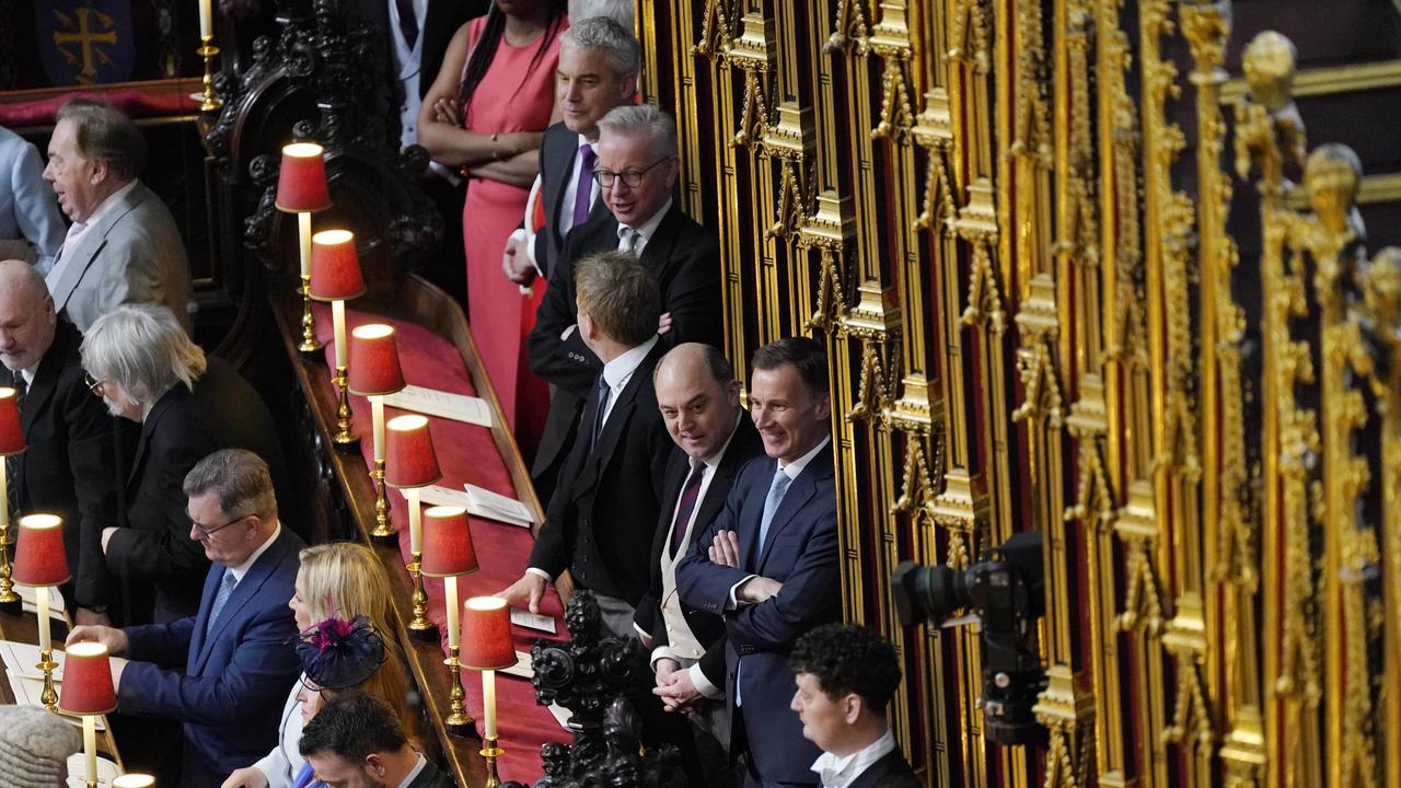 British politicians, Steve Barclay, Michael Gove, Grant Shapps, Ben Wallace and Jeremy Hunt inside Westminster Abbey. Picture: Getty Images