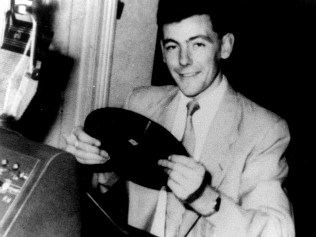 1956: File photo of Stan Rofe with Elvis's first record "Heartbreak Hotel". 1st ever spin in Victoria.