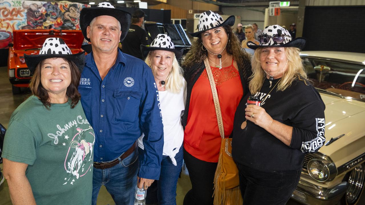 At Meatstock are (from left) Leanne Eichmann, Wayne Eichmann, Karen Horewycz, Sharon Lally and Bernie Crane at Toowoomba Showgrounds, Friday, April 8, 2022. Picture: Kevin Farmer