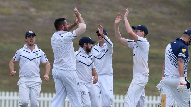 The Crocs celebrate a wicket. Picture: Steve Holland