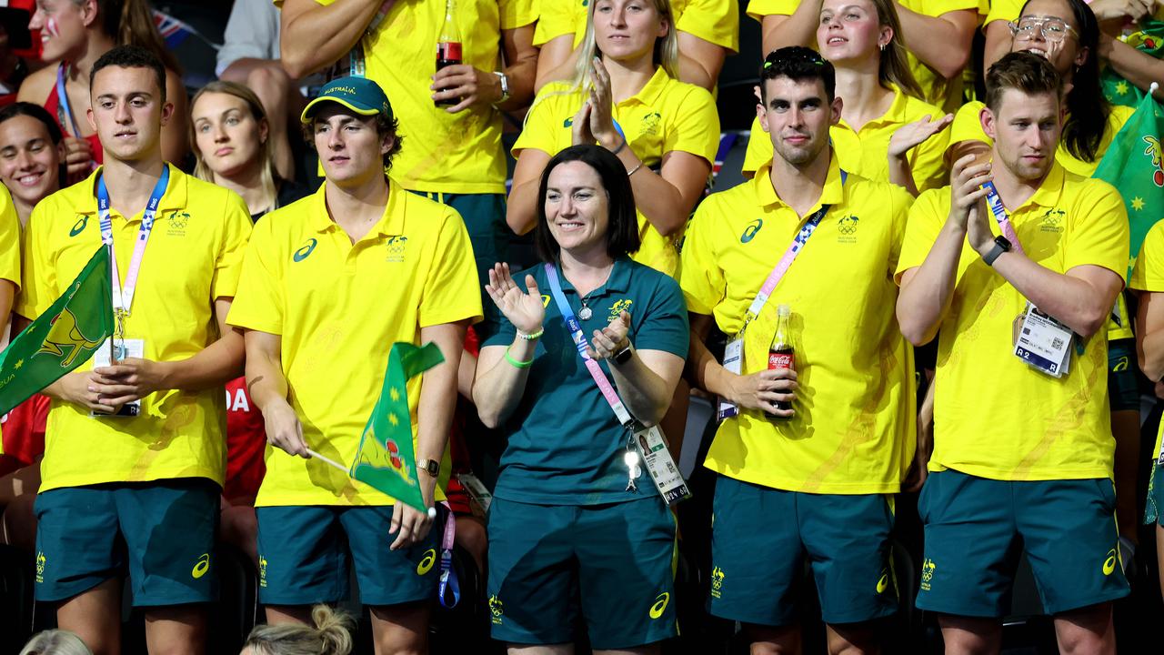 Anna Meares with members of the Australian Olympic team. Picture: Adam Head